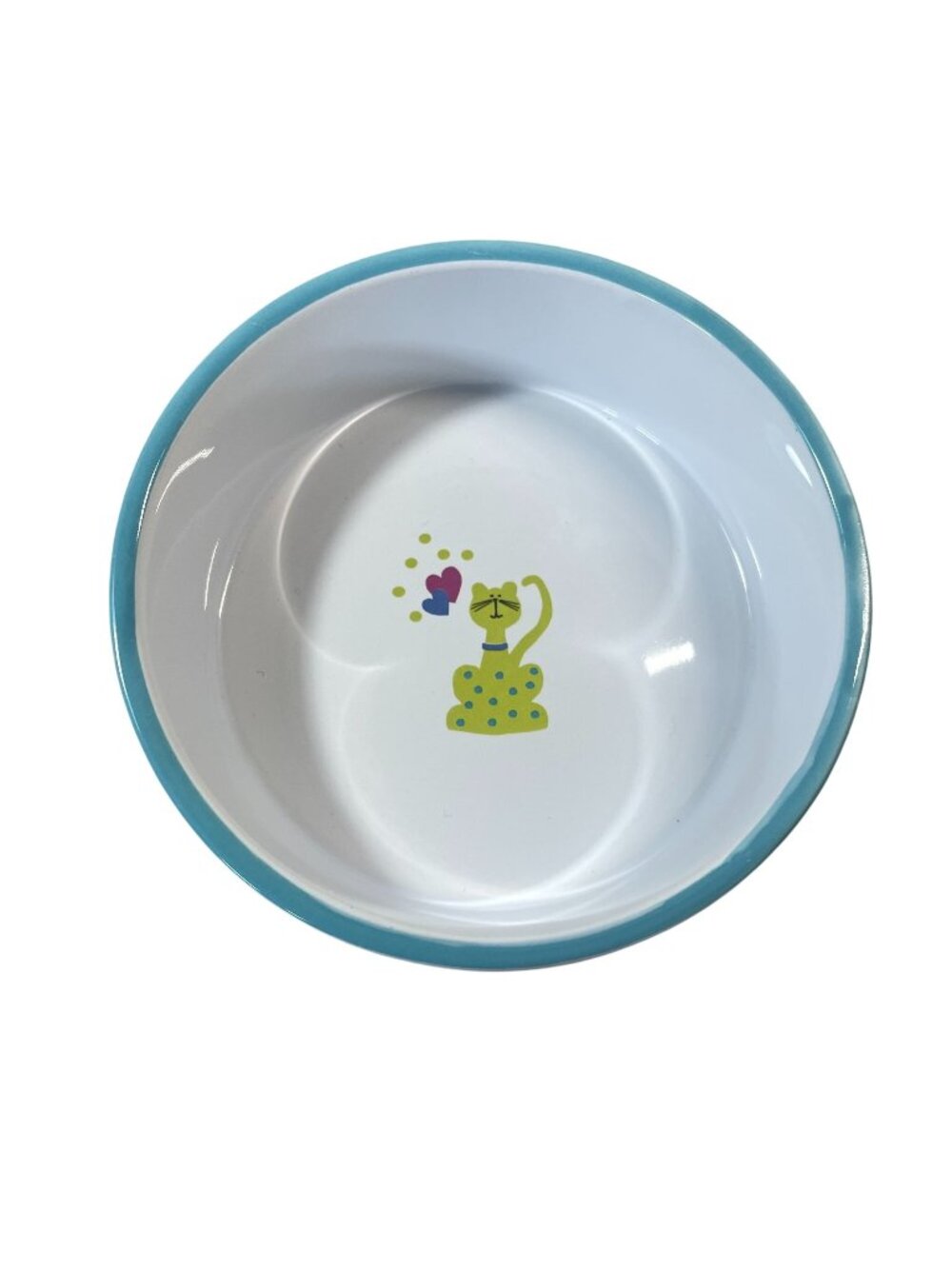 Whisker City Ceramic Polka Dot and Heart Cat Feeding Water Bowl Dish